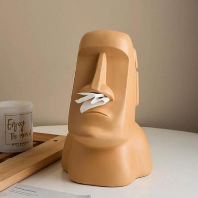 1 stuks Moai Tissuebox Paaseiland Rotsbeeld Persoonlijkheid Steen Beeld Huis Tissuehouder Servetdoos brown