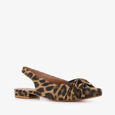 Nova dames panterprint slingbacks met knoop - Bruin - Maat 36