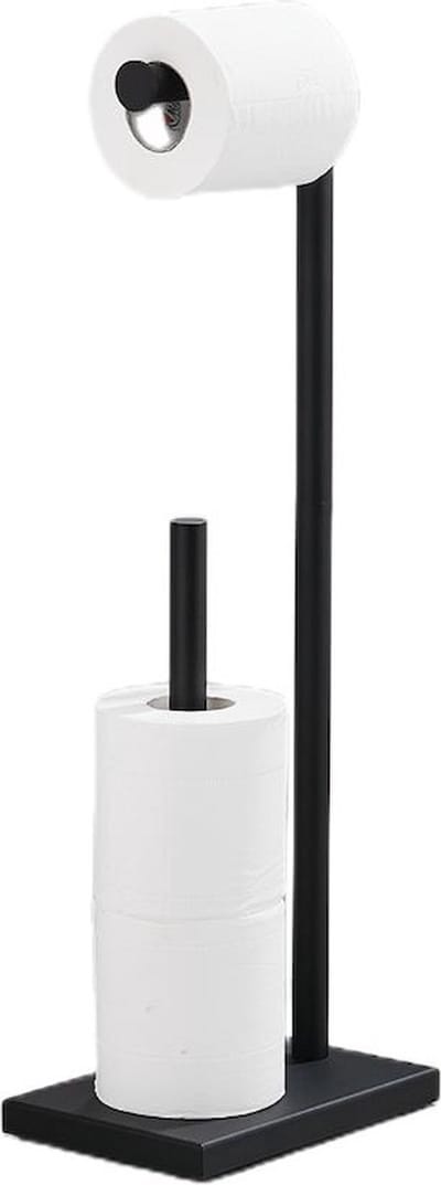 Toiletbutler met wc rolhouder en reserverol houder compleet mat zwart staand
