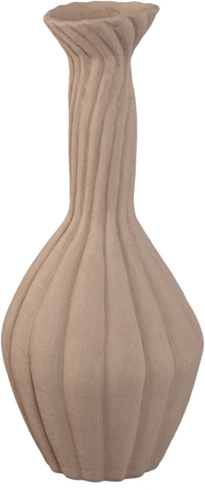 PTMD Lydia Light Brown Ceramic Swirl Ribbed Vase L