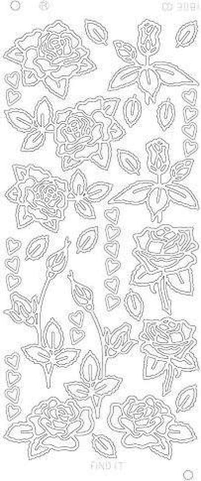 Roses and hearts Platinum - Zilver 1 stuks
