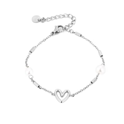 hartje met parels armband zilver- kerst- sint- valentijn- moederdag- cadeau- sieraad