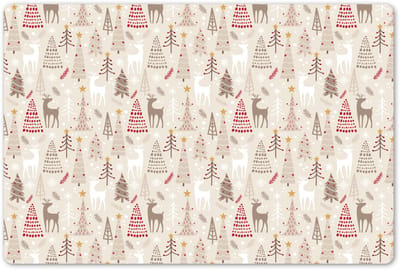 Placemats 45x30 cm - Placemat kunststof - 1 stuk - Kerstboom - Rendieren - Beige - Patronen - Kerst - Borden onderleggers - Decoratie voor op tafel - Keuken tafeldecoratie accessoires - Vinyl onderlegger - Tafelversiering