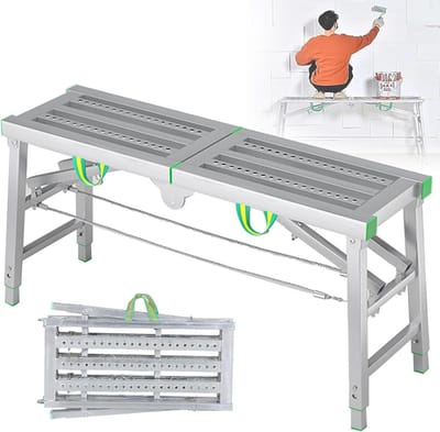 Werkplatform Ladder - Steiger Toren - Huis Decoratie - Opvouwbaar Ontwerp - 300 lbs Capaciteit - Zilver