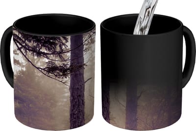 Magische Mok - Foto op Warmte Mokken - Koffiemok - Mist - Herfst decoratie - Natuur - Bos - Magic Mok - Beker - 350 ML - Theemok