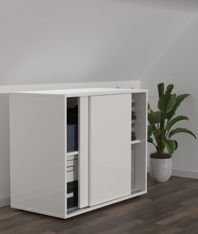 Kast onder schuine wand zolder slaapkamer - wandkast dressoir - wit