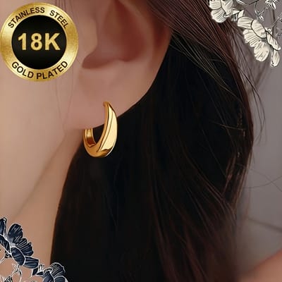 Sjika - 18K Gold Plated Oorbellen Dames – Gouden Oorbellen van Stainless Steel – Minimalistische Oorringen – Trendy Sieraden - Cadeau voor haar