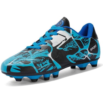 Voetbalschoenen Laag Uitgesneden Leer Rubberen Noppen Lange Noppen Gebroken Noppen Platte Zool Grote Maat Jongens en Meisjes Jeugd Sportschoenen 31 blauw