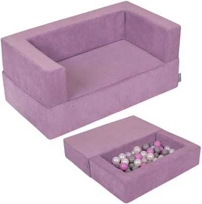 KiddyMoon Kinderbank En 100 Ballen/7Cm Voor Kinderen Zachte Schuimstof Sofa Licht Modulaire Sofa Veelzijdig Afneembare Hoes Perfect Om Te Spelen Leren En Ontspannen, Paars