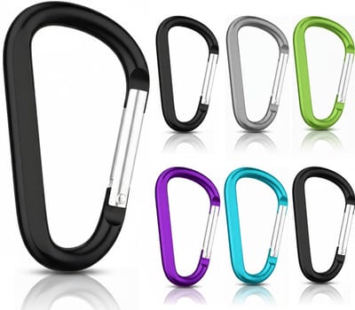 6-Delig 79mm Karabijnhaken Set met Sleutelringen - Musketonhaak - Carabijn Sleutelhangers - Musketon D-vorm Carabiner - Grote Karabijn haak - Karabijnsluitingen en ringetjes - Carabijnhaak Aluminium