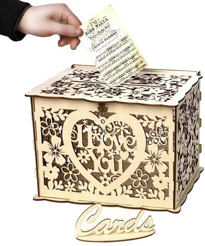 Dailygoody - Houten Wedding Card Box - DIY Spaarpot Met Lock Slot - Bruin - Bruiloft Decoratie - Spaarpot Voor Verjaardag en Afstuderen