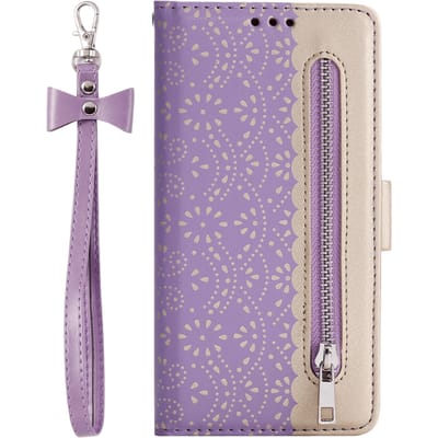 Mocaa Samsung Galaxy A25 Zipper Book Hoesje Paars