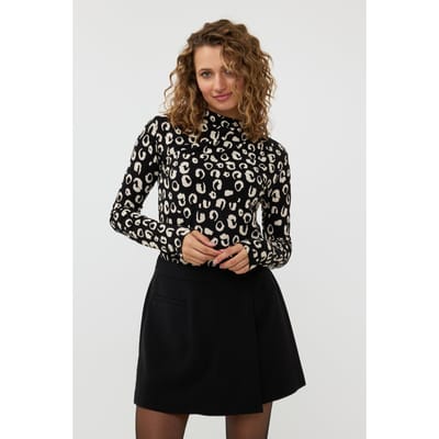 EsQualo Top Gathered Shldr Wilderness Print Maat: XS | Longsleeves Outlet | Dames | Zwart