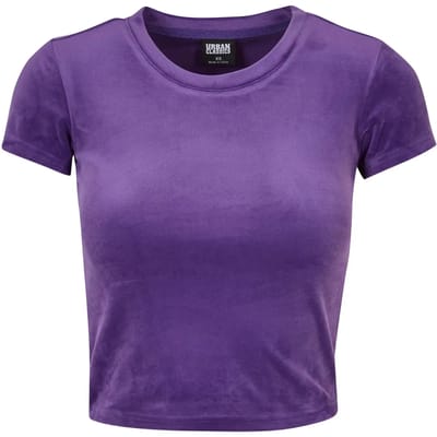 Urban Classics - Short Velvet tee Top - XS - Paars