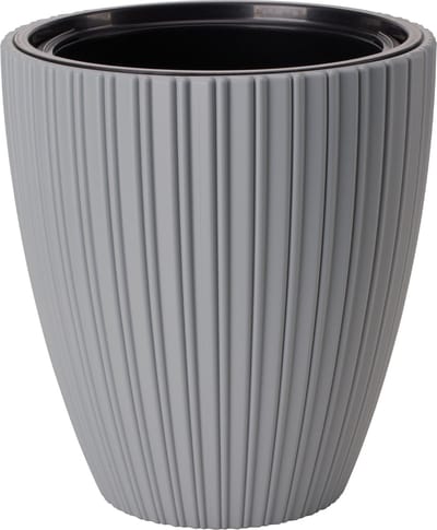 Form Plastic Plantenpot/bloempot Mika - kunststof - lichtgrijs - D30 x H32 cm - met binnenpot - rond