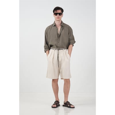 Hoge Taille Brede Pijpen Tencel Tailored Shorts