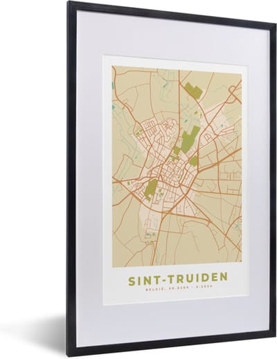 Fotolijst incl. Poster - Vintage - Plattegrond - Stadskaart - Sint-Truiden - Kaart - 40x60 cm - Posterlijst
