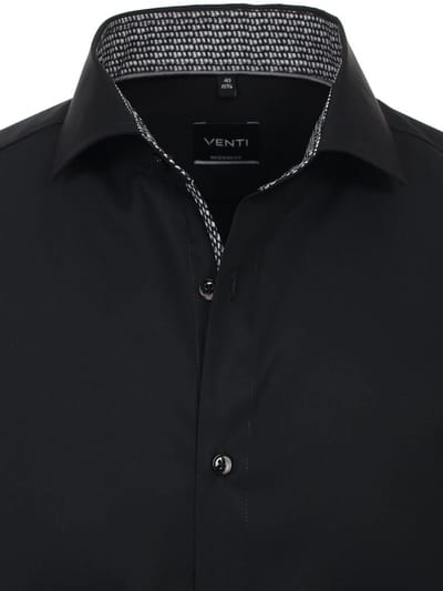 Zwart Venti Overhemd Kent Boord Met Motief Modern Fit - L