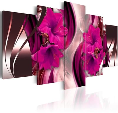Schilderij - Fuchsia avond, 5luik