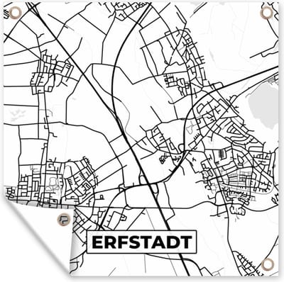 Tuin poster Erfstadt - Plattegrond - Kaart - Stadskaart - 200x200 cm - Tuindoek