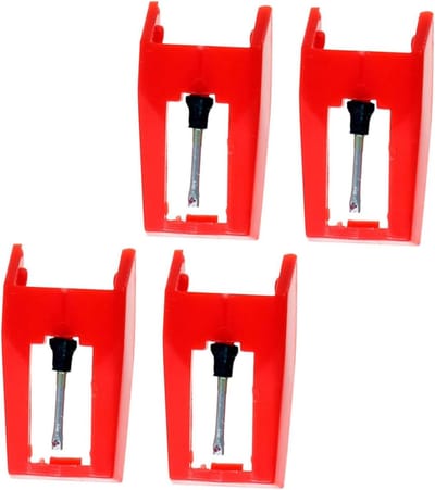 Vervangende Stylus Naald - Platenspeler Naald - Muziek Luisteren - Eenvoudige Installatie - 4 Stuks - Rood