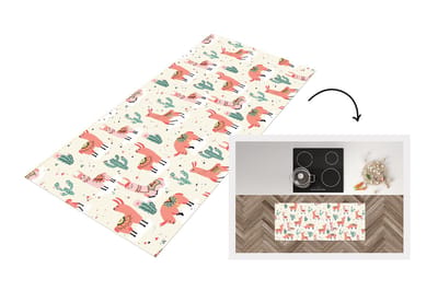 Keukenloper - Loper keuken - Lama - Patronen - Cactus - 120x50 cm - Keukenloper vinyl