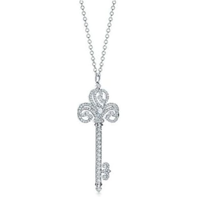 Origineel Merk Meisjesketting 925 Sieraden Sterling Zilveren Ketting Dames Ketting Sleutel Korte Ketting Hanger 60cm groen