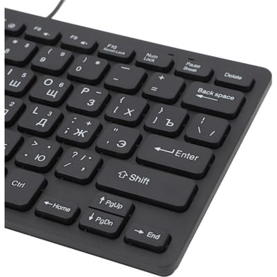 78-toetsen ultradun toetsenbord, USB bedraad compact toetsenbord met ergonomische knop voor computer Russian black