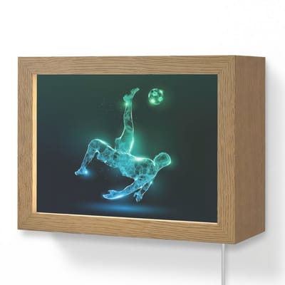 Wandlamp 20x15 cm - Oplaadbaar - Voetbal - Voetballer - Jongen - Zwart - Wandlampen binnen woonkamer - Slaapkamer lamp met kabel - Decoratieve nachtlamp - Vloerlamp snoer
