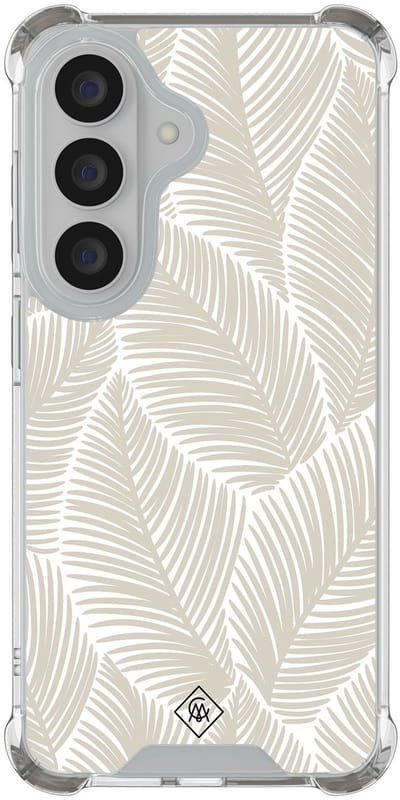 Casimoda® hoesje - Geschikt voor Samsung Galaxy S26 - Palmy Leaves Beige - Shockproof case - Extra sterk - TPU/polycarbonaat - Bruin/beige, Transparant