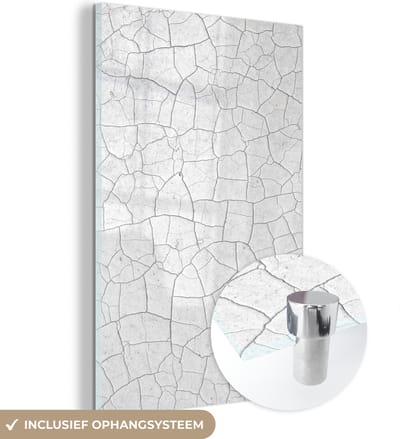 Glasschilderij - Wit - Steen - Gesteente - Natuursteen - 120x180 cm - Wanddecoratie - Kamerdecoratie