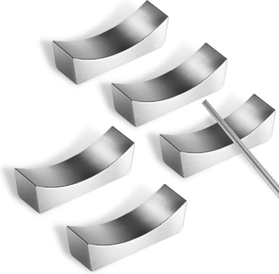 House of Husk Eetstokjes Houder Set - Chopstick Holder - Zilver - Sushi Servies - RVS - 5 Stuks
