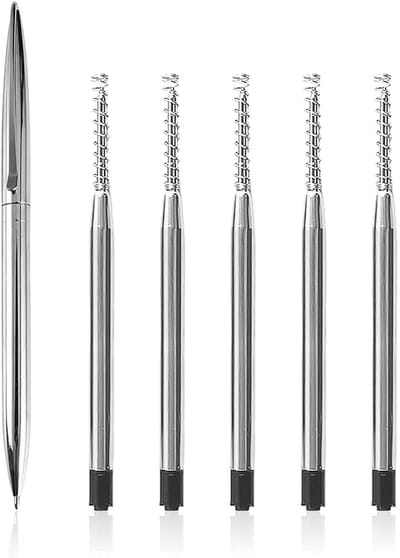 Dailygoods- Gelpen Professionele Rollerpen - Roestvrij Staal - 5 Reservevullingen - Eenvoudig Design - Geschikt voor Dagelijks Gebruik - Hoogwaardige Navullingen - Rollerbalpen