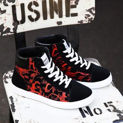 Baskets Homme Chaussures en Toile Respirantes Cool Chaussures de Rue Homme Baskets de Marque Noir Bleu Rouge Chaussures Décontractées Homme 43 black