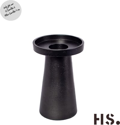 Home Society - Kandelaar Xl kaars of stompkaars - Metaal - Zwart - 15cm hoog