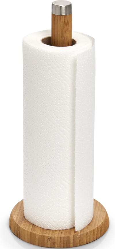 Zeller keukenrolhouder - bamboe hout - rond - 16 x 32 cm - keukenpapier houder