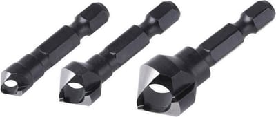 wolfcraft - Verzinkboor Set - 3 Verzinkboren Ø 8 , 12 , 16 mm - Zeskantschacht - 4375000