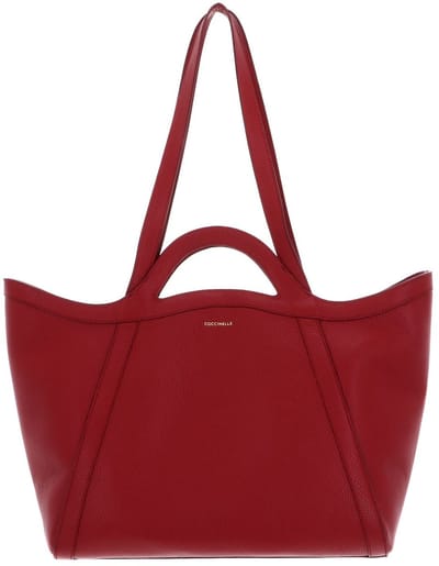 COCCINELLE Leren Schoudertas Amalia Grained Leather Shopper Sangria Donkerrood