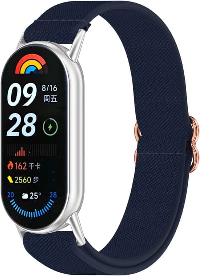 Stravo Nylon Gevlochten Horlogebandje (Nylon Bandje) – Met schuifsluiting – Geschikt voor Xiaomi Smart Band 10 / 9 / 8 (Mi Band 10 / 9 / 8) – Blauw