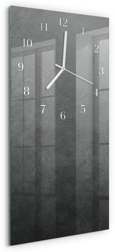 Tulup Wandklok - Marmeren muur Klok Glas Met Opdruk - 30x60 cm - Grijs Moderne Wandklok Glas - Witte Handen - Rechthoekige Wandklok - Gekleurde Glazen Klok - Glazen Klok Met Print