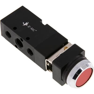5/2 G1/4'' (G1/8'') Knopbediend Ventiel Rood 0-8bar/0-112psi E.MC
