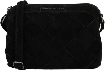 Hide & Stitches Acadia Crossbodytas - Suède - Gevlochten - Schoudertas - Verstelbaar - Dames Tas - Leren Dames Tas - Zwart