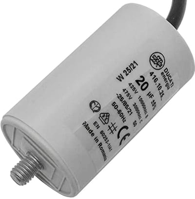 Startcondensator 20µF - Motorcondensator 400V met 35cm Kabel in Kunststof Behuizing