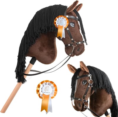Stokpaard - Hobby Horse - Sport Spel - Compleet Accessoires - 74 cm - Bruin