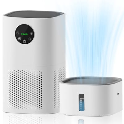Luchtreiniger met luchtbevochtiger - HEPA H13 filter - CADR 100 m³/h - 1 L watertank - Voor slaapkamer en woonkamer - 21x21x46 cm - Wit