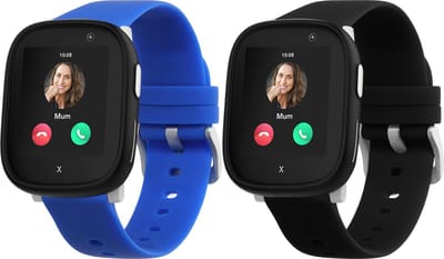 kwmobile horlogeband geschikt voor Xplora X6 Play - Maat S - 2x siliconen armband voor fitnesstracker in zwart / donkerblauw