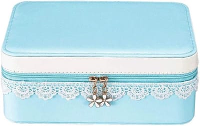Sieradendoosje Klein - Reis Organizer - Sieraden Opbergen - Dubbele Ritssluiting - 215 x 165 cm - Blauw