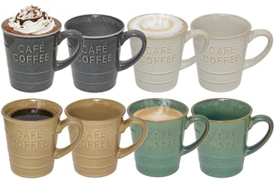 Secret de gourmet Koffiemokken - 8x stuks - 200 ml - kleuren gemixt