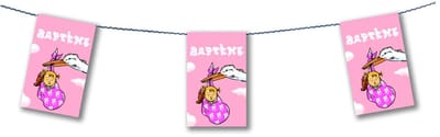 CHRISTIANFABRICATIONS - Papieren slinger doop meisje roze 4,5 m