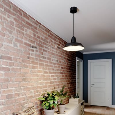 Luminex Class Zwarte Metalen Hanglamp E27 36cm - Minimalistische Stijl